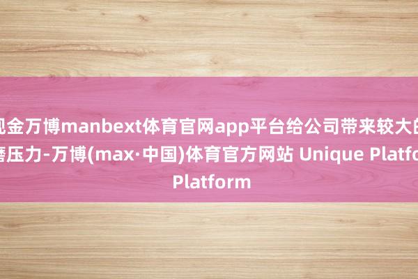 现金万博manbext体育官网app平台给公司带来较大的磋磨压力-万博(max·中国)体育官方网站 Unique Platform