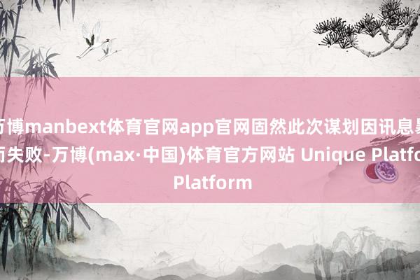 万博manbext体育官网app官网固然此次谋划因讯息暴露而失败-万博(max·中国)体育官方网站 Unique Platform